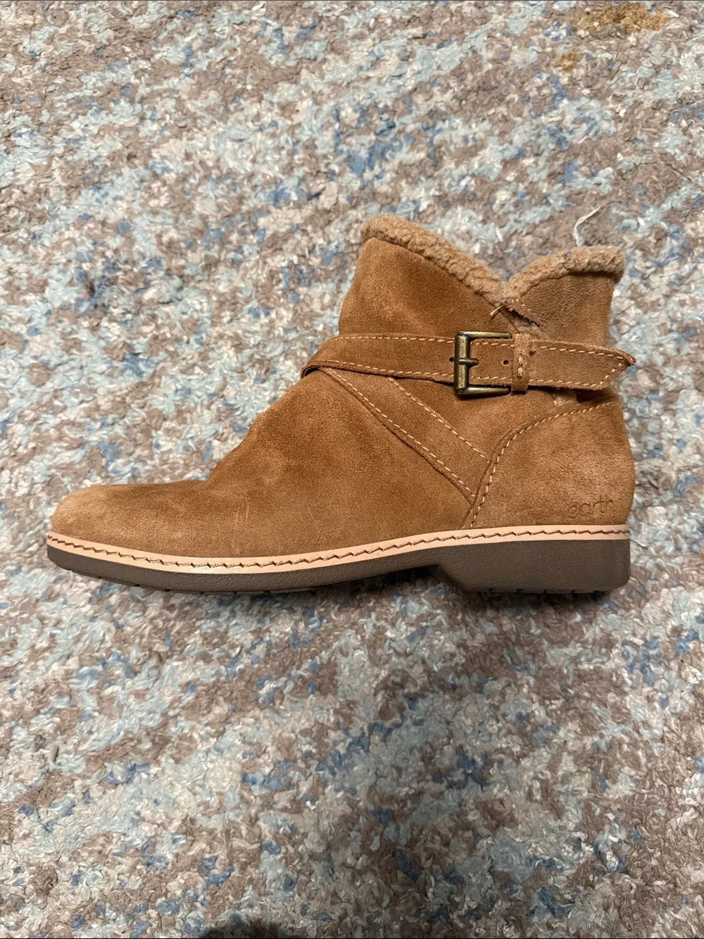 Women’s Earth Brand Cozy Suede Fold-Over Ankle Boots in Brown 9M